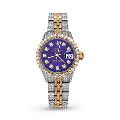 Picture of Women Rolex Datejust Diamond Bezel Watch 26mm Midnight Blue Dial | 6.20ct