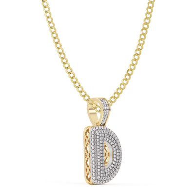 Picture of Diamond "D" Initial Letter Necklace 0.32ct Solid 10K Yellow Gold