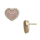 Picture of CZ Pink Heart Stud Earrings 10K Yellow Gold