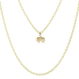 Picture of Mini Elephant with Ruby CZ Eyes Pendant Necklace 10K Yellow Gold