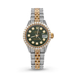 Picture of Women Rolex Datejust Diamond Bezel Watch 26mm Green Dial | 6.20ct