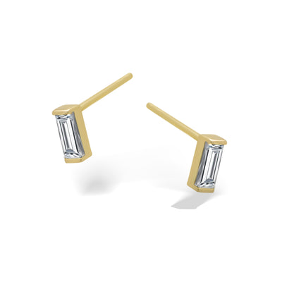 Picture of Mini CZ Bar Stud Earrings 14K Yellow Gold