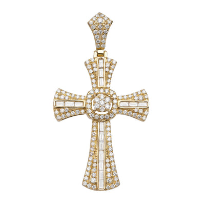 Picture of 2" Cross Baguette & Round Cut Diamond Pendant 1.69ct 14K Yellow Gold