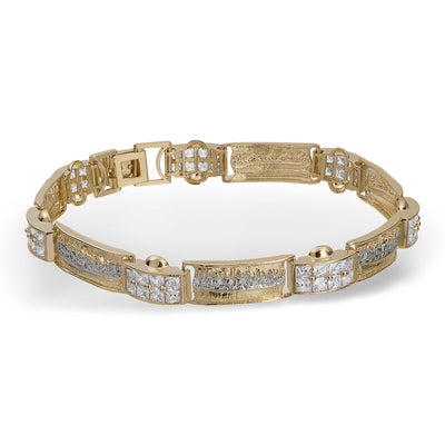 Picture of CZ Last Supper Bracelet Solid 10K Yellow White Gold