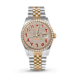 Picture of Rolex Datejust Diamond Bezel Watch 36mm Red Arabic Numeral Dial | 3.65ct