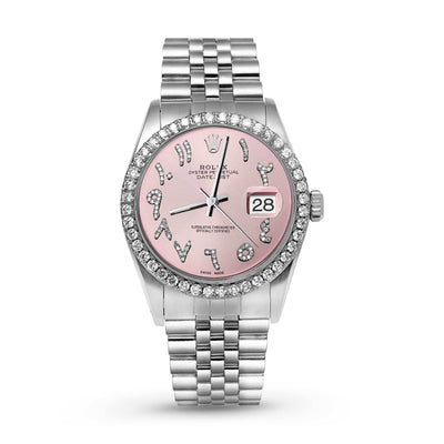 Picture of Rolex Datejust Diamond Bezel Watch 36mm Pink Arabic Numeral Dial | 1.25ct