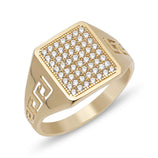 Picture of Greek Key CZ Signet Ring 10K Yellow Gold