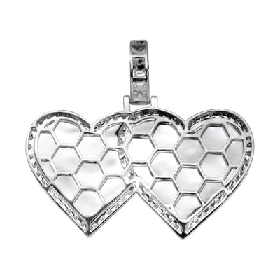 Picture of 1 1/2" Double Heart Diamond Picture Memory Pendant 1.98ct 14K White Gold