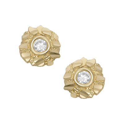 Picture of Women's Bezel CZ Nugget Stud Earrings 10K Yellow Gold