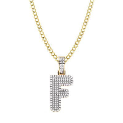 Picture of Diamond "F" Initial Letter Necklace 0.31ct Solid 10K Yellow Gold