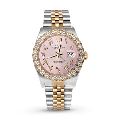 Picture of Rolex Datejust Diamond Bezel Watch 36mm Pink Arabic Numeral Dial | 2.25ct