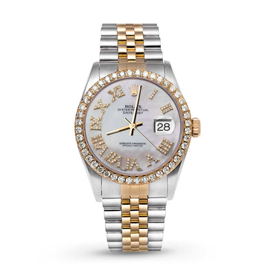 Picture of Rolex Datejust Diamond Bezel Watch 36mm Mother of Pearl Roman Dial | 2.15ct