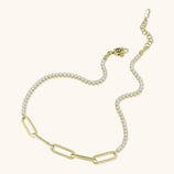 Picture of CZ Paperclip Anklet 14K Yellow Gold