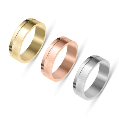 Picture of Brushed & Polished Groove Comfort Fit Wedding Band Gold - Solid