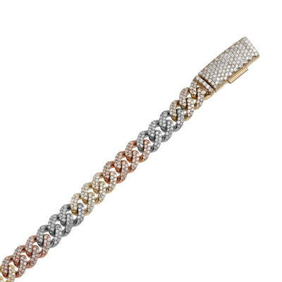 Picture of Women's Diamond Cuban Link Chain 10K Tri-Color Gold