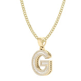 Picture of Women's Baguette & Round Cut Diamond "G" Initial Pendant Necklace 0.63ct 14K Gold