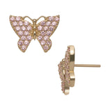 Picture of 1/2" CZ Pink Butterfly Stud Earrings 10K Yellow Gold