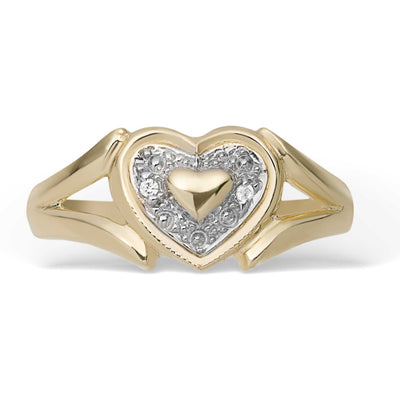 Picture of Women's Two-Tone Heart Ring 10K Yellow Gold