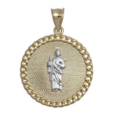 Picture of Curb Link Framed Saint Jude Medallion Pendant 10K Yellow Gold