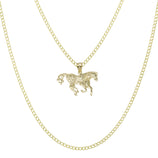 Picture of 7/8" Diamond Cut Horse Pendant & Chain Necklace Set 10K Yellow Gold