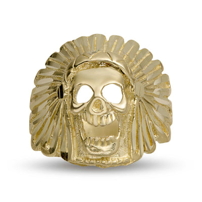 Picture of Diamond-Cut Chief Skull Ring 10K Gold