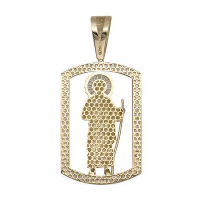 Picture of Baguette CZ Framed Saint Jude Pendant 10K Yellow Gold