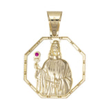 Picture of CZ Saint Barbara Medallion Pendant 10K Yellow Gold