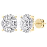 Picture of Women's Miracle Plate Oval Shaped Diamond Stud Earrings 0.15ct 14K Gold