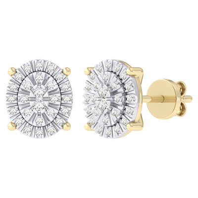 Picture of Women's Miracle Plate Oval Shaped Diamond Stud Earrings 0.15ct 14K Gold