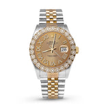 Picture of Rolex Datejust Diamond Bezel Watch 36mm Yellow Champagne Roman Dial | 2.25ct