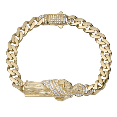 Picture of CZ Saint Jude Cuban Link Chain Bracelet 10K Yellow Gold