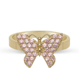 Picture of Women's Pink CZ Butterfly Ring 10K Yellow Gold