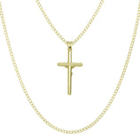 Picture of 1 1/2" Jesus Cross Crucifix Pendant & Chain Necklace Set 10K Yellow White Gold