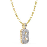 Picture of Diamond "B" Initial Letter Necklace 0.42ct Solid 10K Yellow Gold