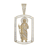 Picture of Baguette CZ Framed Saint Jude Pendant 10K Yellow Gold