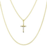 Picture of 1 3/4" Jesus Cross Crucifix Pendant & Chain Necklace Set 14K Yellow White Gold