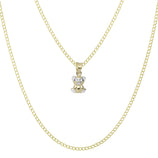 Picture of 3/4" Reversible Teddy Bear Pendant & Chain Necklace Set 10K Yellow White Gold