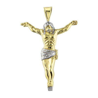 Picture of Men's Diamond Cut Crucifix Jesus Body Pendant Charm 10K Yellow Gold