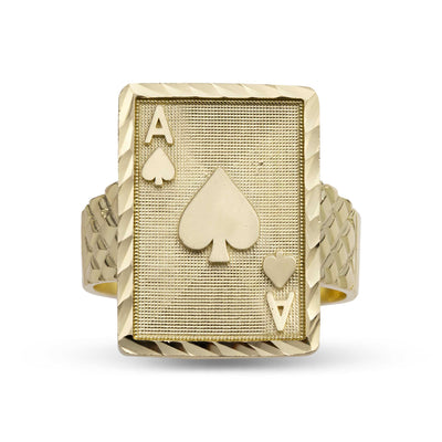 Picture of Ace of Spades Playing Card Ring 10K Yellow Gold