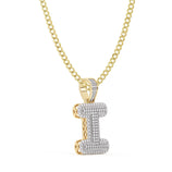 Picture of Women's Diamond "I" Initial Letter Necklace 0.37ct Solid 10K Yellow Gold