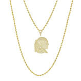 Picture of Textured Indian Chief Pendant & Chain Necklace Set 10K Yellow Gold