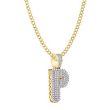 Picture of Women's Diamond "P" Initial Letter Necklace 0.32ct Solid 10K Yellow Gold