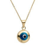 Picture of 3/4" Shiny Evil Eye Pendant Necklace 14K Yellow Gold