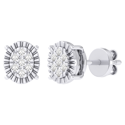 Picture of Women's Miracle Plate Oval Shaped Diamond Stud Earrings 0.04ct 14K Gold