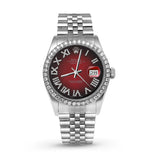 Picture of Rolex Datejust Diamond Bezel Watch 36mm Burgundy Red Roman Dial | 1.25ct