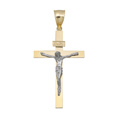 Picture of Two-Tone INRI Jesus Cross Crucifix 10K Yellow Gold