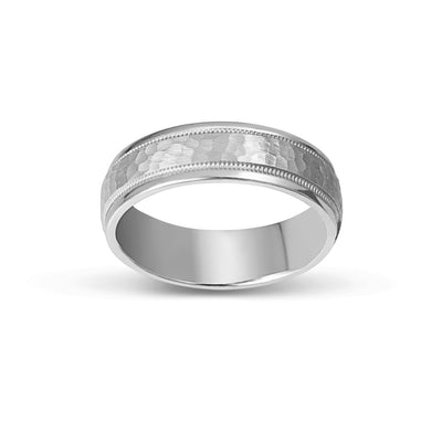 Picture of Hammered Milgrain Comfort Fit Wedding Band Platinum - Solid