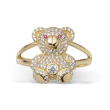 Picture of CZ Teddy Bear Ring 10K Yellow Gold