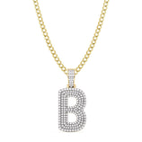 Picture of Diamond "B" Initial Letter Necklace 0.42ct Solid 10K Yellow Gold