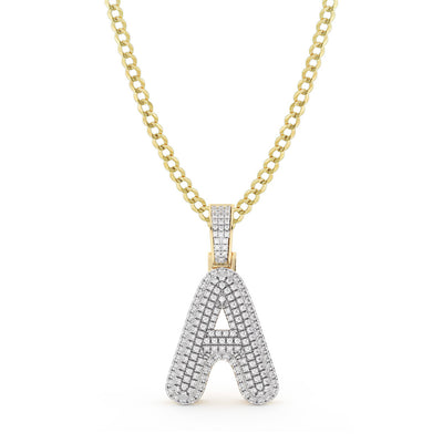 Picture of Diamond "A" Initial Letter Necklace 0.37ct Solid 10K Yellow Gold